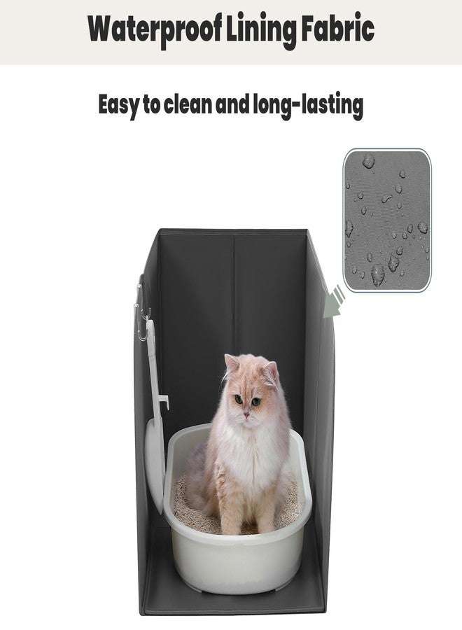 Beveetio Waterproof Cat Litter Box Enclosure Splash Guard, Foldable Cat Box Enclosure with Removable Mat & 2 Hooks for Scoop, Easy to Clean, Large Pee Shield for Litter Pan, 24"L X 16.14"W X 16.14"H - Image 3